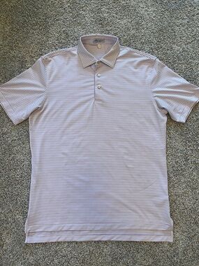 Peter Millar Lavender & White Thin-Stripe Polo